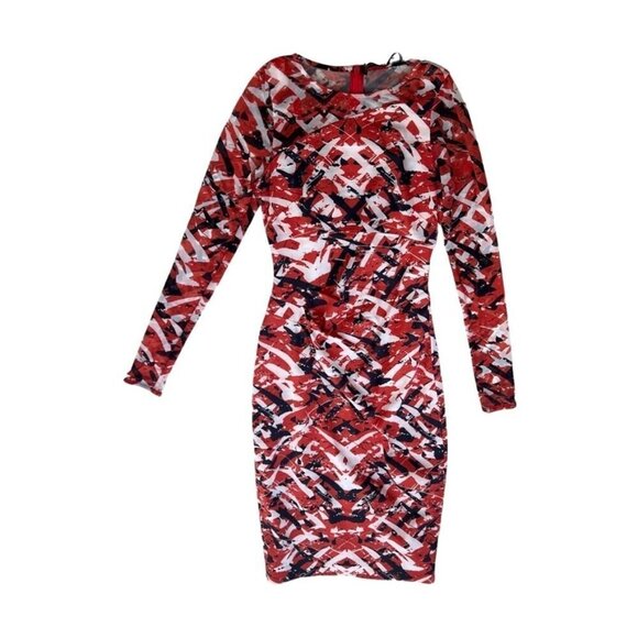 Karen Millen abstract print long sleeve dress size 2 - Picture 1 of 6